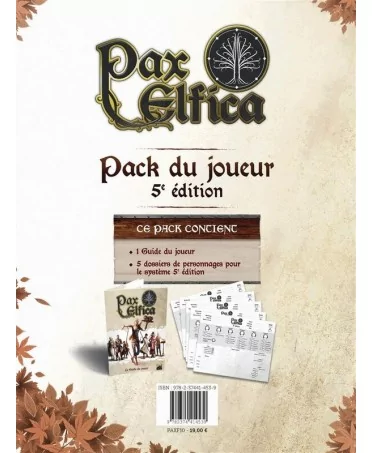 Pax Elfica : Pack Joueur (5ème édition) - Jeu de Rôle - Starplayer